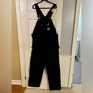 Carhartt Black Quilt Lined Bib Overalls size 38 W x 36 L. Brand new with tags
